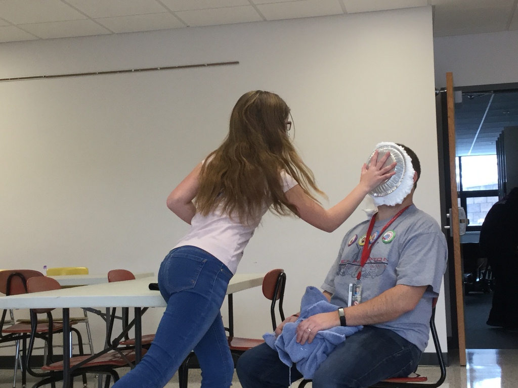The 5th-8th grade ELP students celebrated their participation in the Hour of Code which included a chance to be in a drawing to pie Mr. Monteith for those who completed the quest sponsored by @UnrulyStudios. With their participation, they also won the Grand Prize Raffle and received 12 Splats for the school district to use!