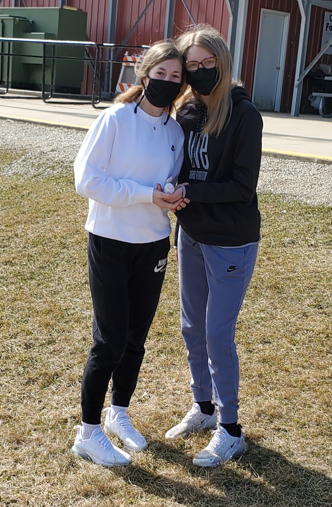 Survivors" from Physical Science Egg Drop Challenge---Using their knowledge of momentum and impulse, 5 out of 20 groups successfully protected their egg from its demise as we dropped them from the football stadium!!