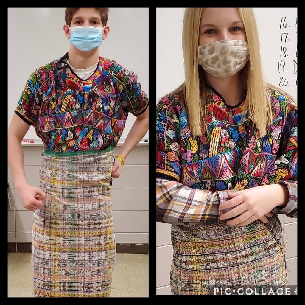 Thank you to Mallory and Brady for putting on this Huipil and material for a skirt. It is traditional clothing for indigenous women of Guatemala. The design and colors represent the tribe and region the people come from.