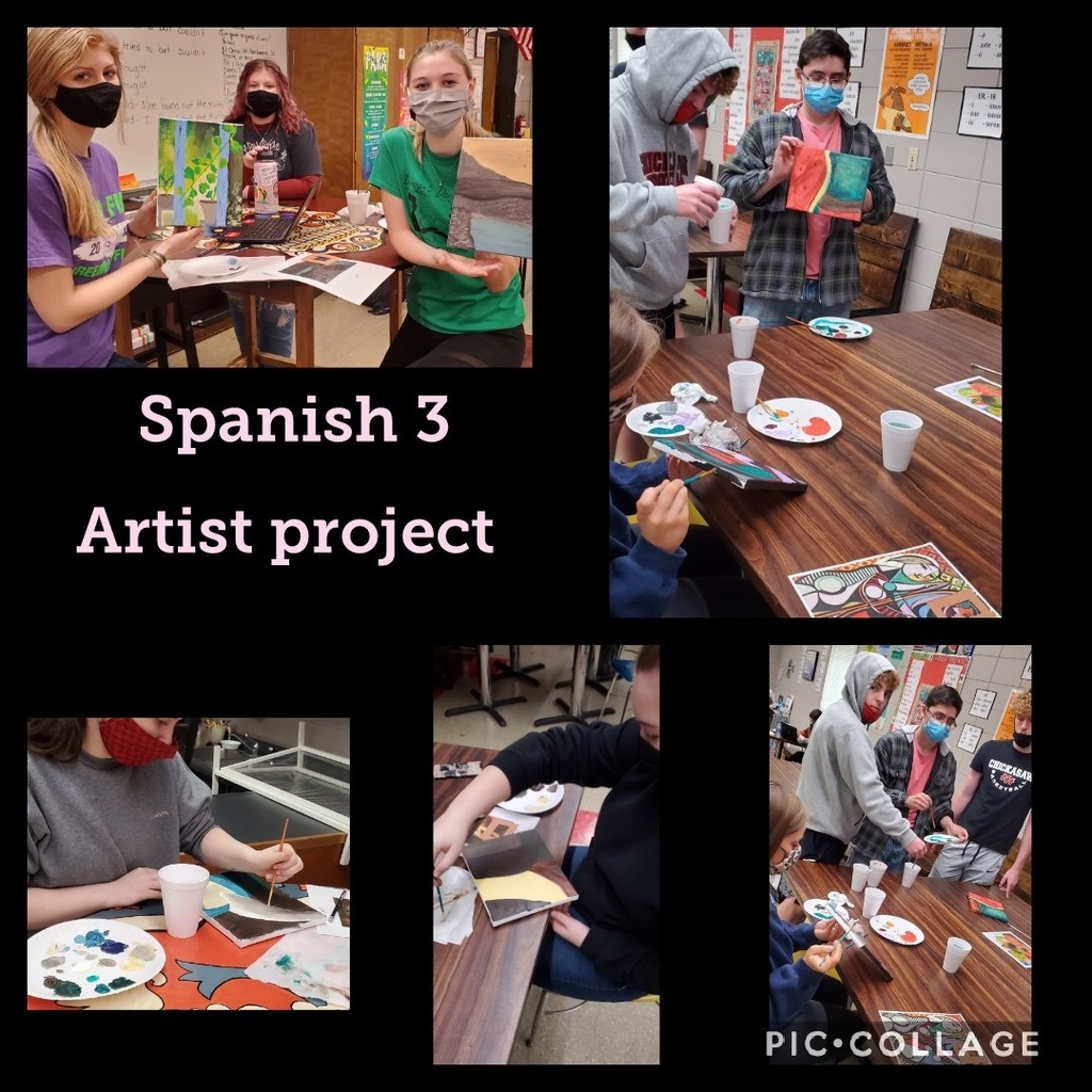 Spanish 3 students are finishing up an artist research where they researched, wrote and presented in Spanish about a Spanish painter. To end the project they reproduced a small portion of one of their selected artist's work.
