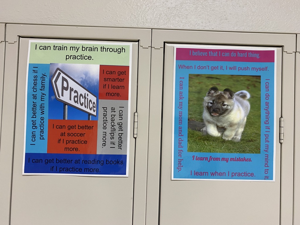 Fourth graders learned the importance of having a positive growth mindset.  They created a poster of positive messages to display on their lockers.  We are excited for parents to see them when they come to parent-teacher conferences,. 