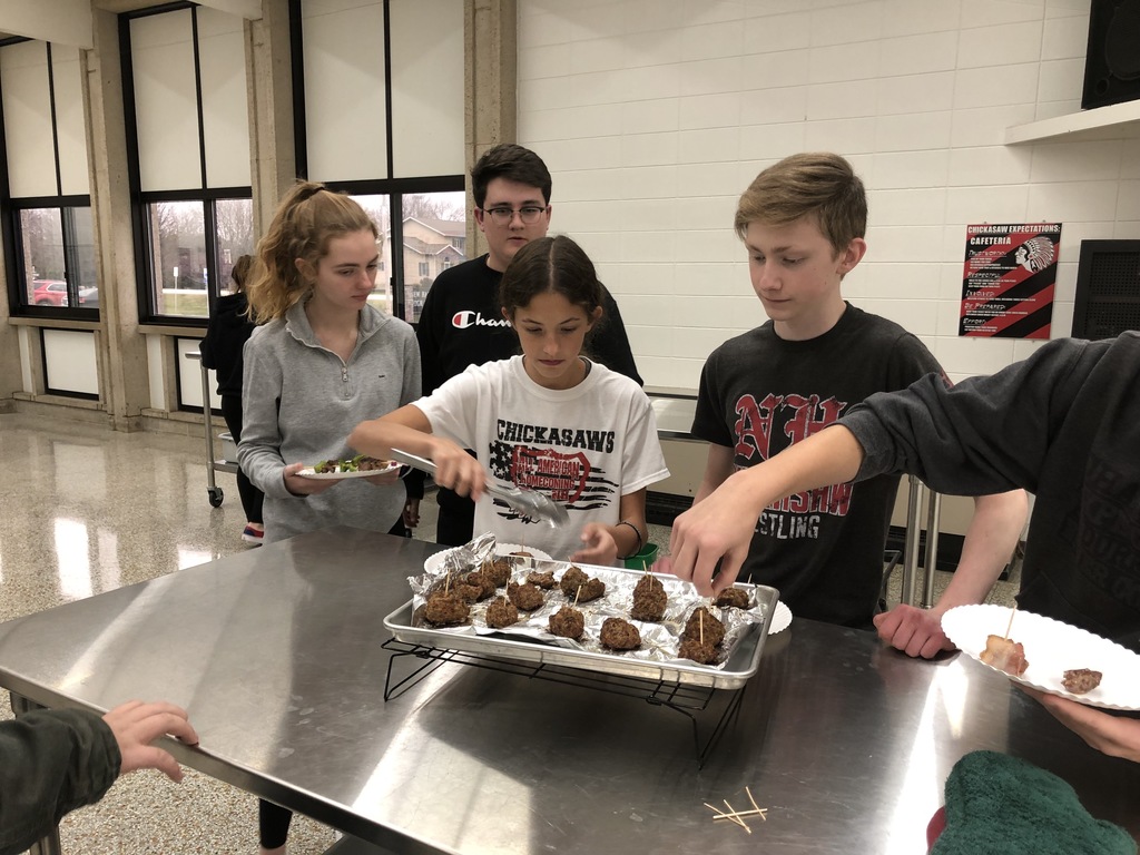 Three Foods I Classes today completed their "Protein Appetizer Lab." The students are learning about food sources of protein and what it does for their bodies. This is a favorite lab of the students. Mrs. Schmitt writes a beef grant from the Iowa Beef Council and pays for any of the meat with grant money. 
