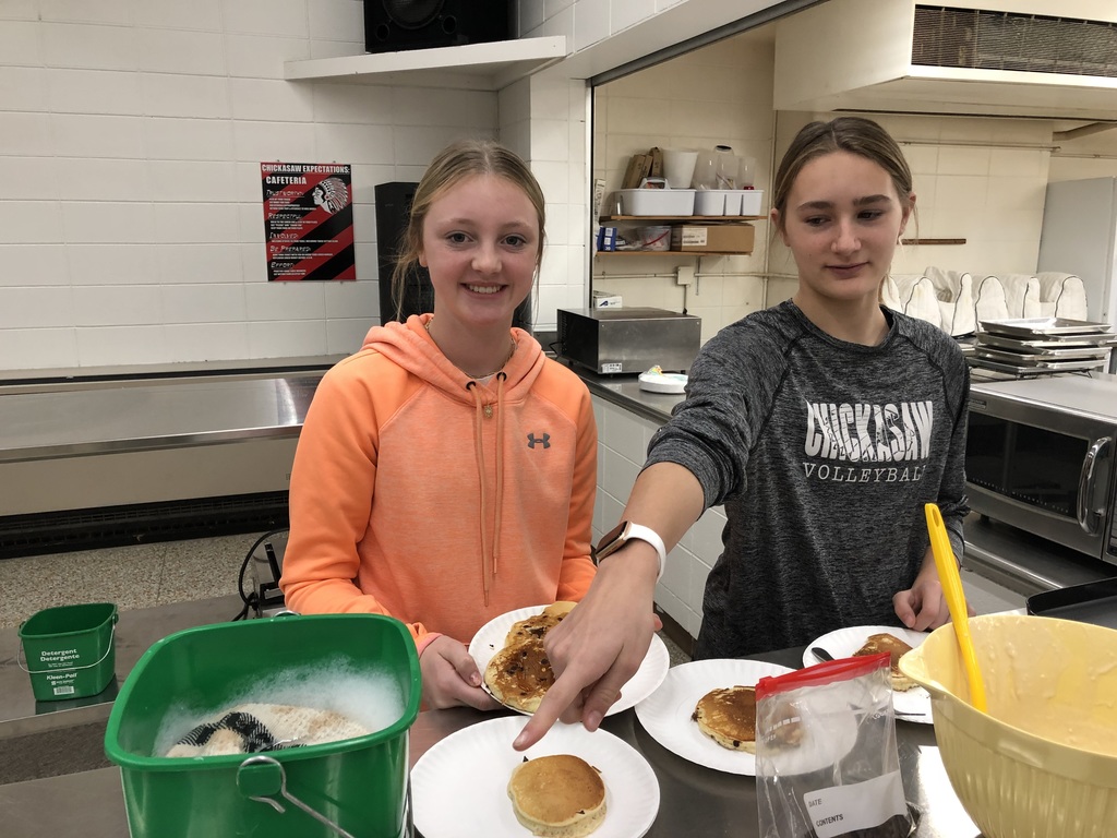 Mrs. Schmitt's 7th graders have been doing an excellent job during Middle School F.C.S. (Family & Consumer Science)!   Today was a pancake lab. Ask your 7th grader to make you breakfast at home. They have the skills to do it. 