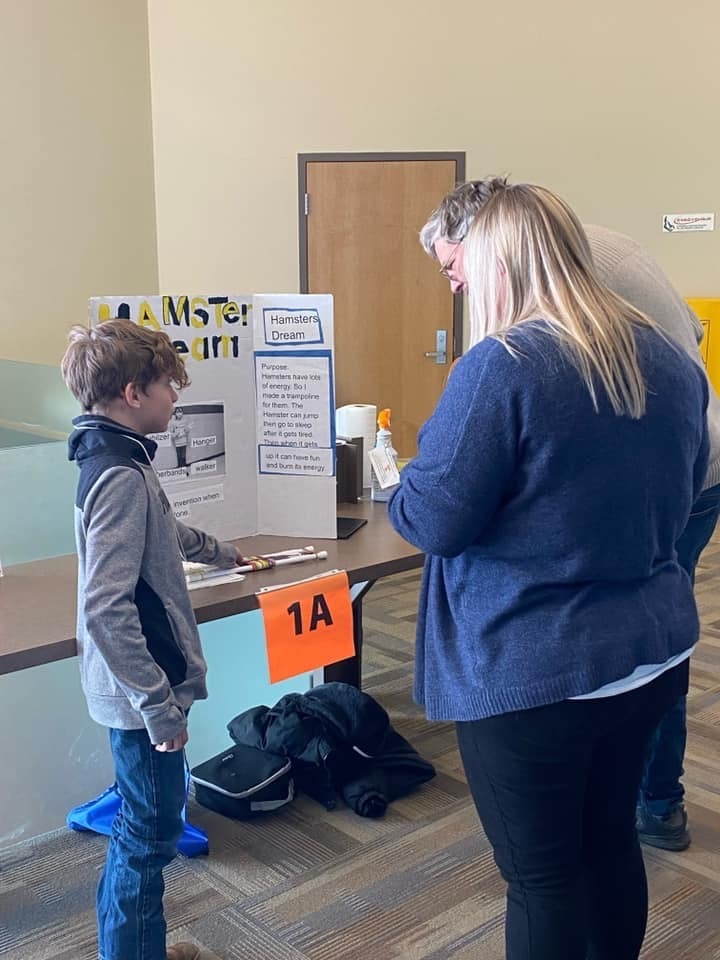 Fourteen students enjoyed their day at the science fair in Calmar!  They are anxiously waiting for their turn to be judged!  