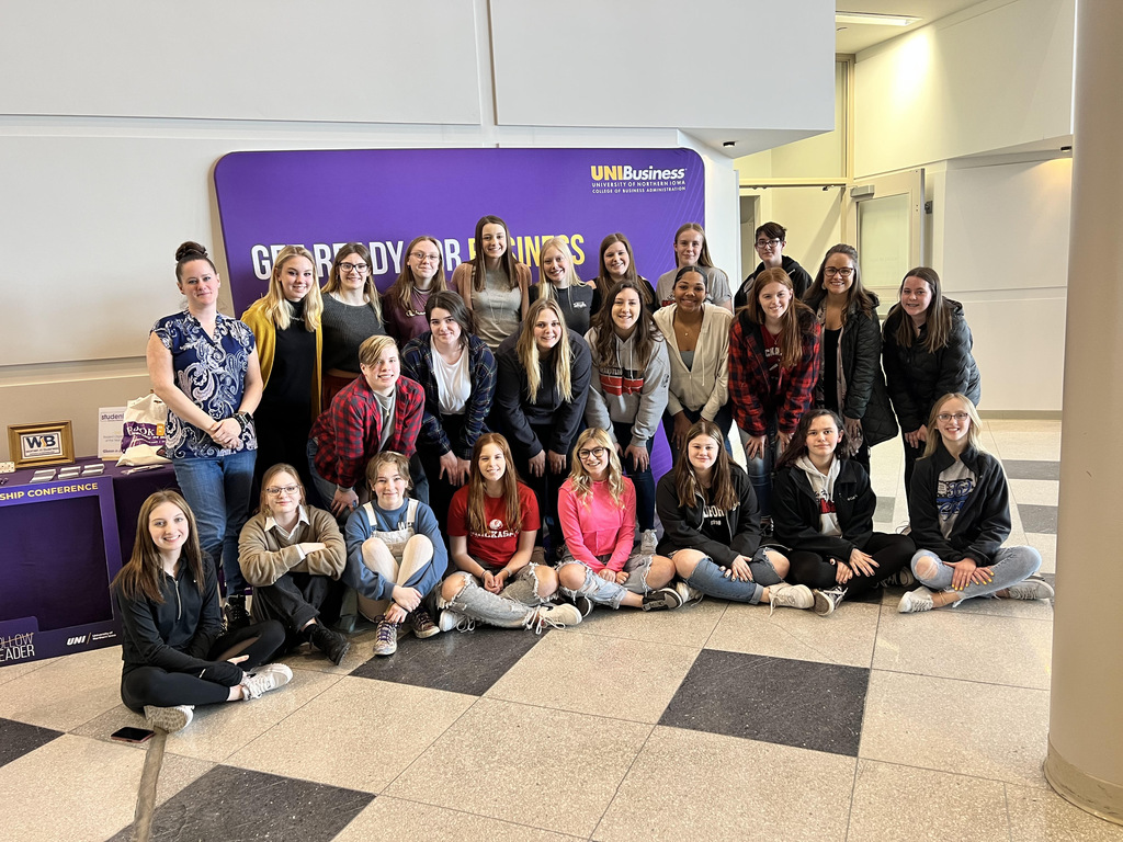 A group of high school girls attended the Young Women in Leadership conference at the University of Northern Iowa. Students joined girls from all over Iowa and learned about the importance of mental health advocacy, diversity and inclusion, and using their voices as women leaders. 