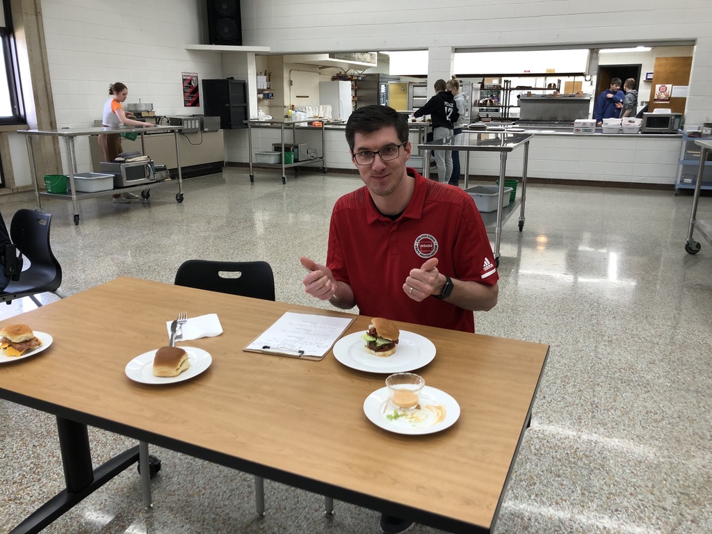 Thank you to our Beef Slider Judges for Foods II (4th period)! Mrs. Maas, Mr. Kyle Oxendine, and Mr. Schmitt had a scoring rubric and judged the student groups on: taste, appearance, and unique ingredient combination. 