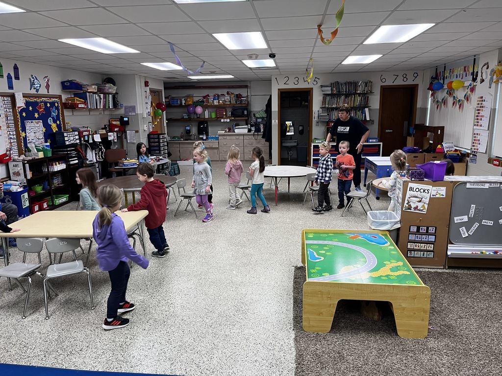 Miss Bredman's class earned a class birthday party this week! They had birthday cake, wore crowns and played musical chairs! Everyone also received a party blower to play with! It was one fun party!