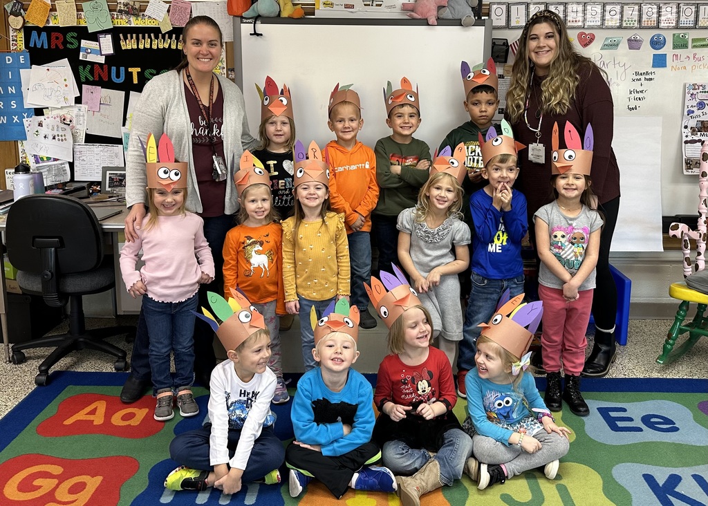These little turkeys are excited to celebrate! Happy Thanksgiving from Mrs. Knutson & Miss Schmitt’s (student teacher) 4 year old preschool class!
