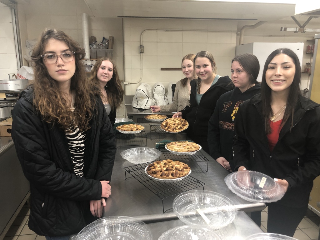 Baking I Class each made a fresh apple pie to take home for Thanksgiving! Thank you to Mrs. Popken for the donation of apples earlier this semester. The baking students assembled their pies and baked them. "Happy Thanksgiving Everyone!" said Mrs. Schmitt.  