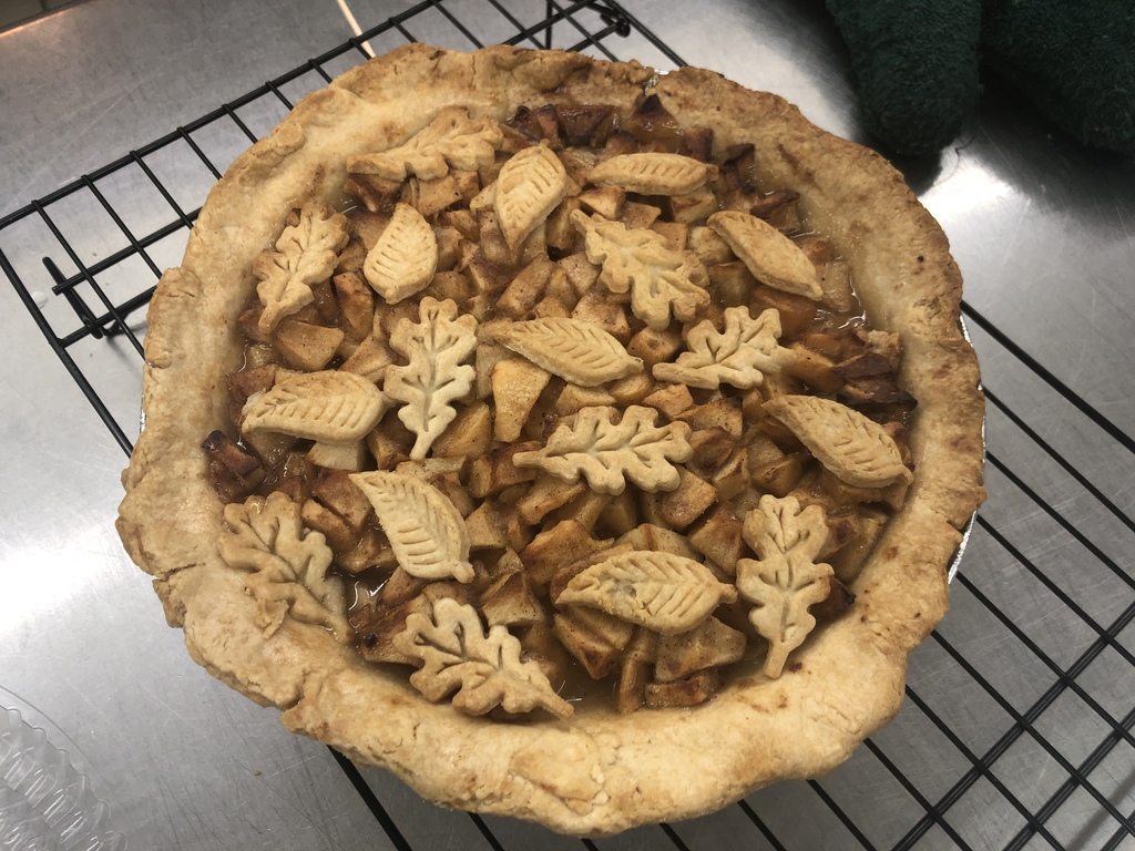 Baking I Class each made a fresh apple pie to take home for Thanksgiving! Thank you to Mrs. Popken for the donation of apples earlier this semester. The baking students assembled their pies and baked them. "Happy Thanksgiving Everyone!" said Mrs. Schmitt.  
