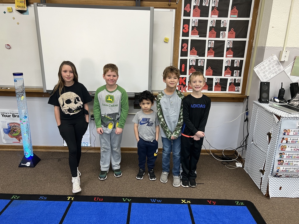 Congratulations to our November TRIBE Students of the Month. 4th grade-Rylee Gratz Buhr  3rd grade—Lane Babcock  TK/Kindergarten—Andrew Rocha Solis, 1st grade-Maxwell Babcock, 2nd grade-Blaize Broughton.  Missing from the picture is Preschool-Charlie Rahlf