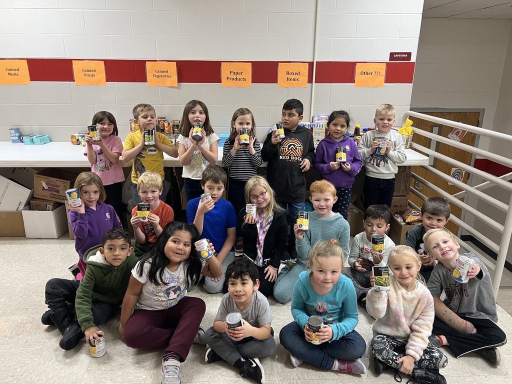 Today, Mrs. Eichenberger's kindergarten class braved the cold and walked to Fareway to buy food to donate to the food drive. Each student had $1 to spend and on the way out, they put their change in the Red Kettle.