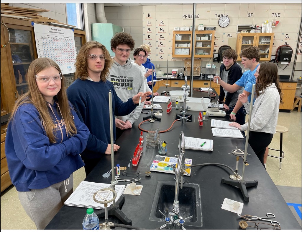   Students in Mr. Pemble's Advanced Chemistry class performing a separation and  qualitative determination of cations in a solution.  They will use this information to then identify the compounds in a solution containing several unknown substances.