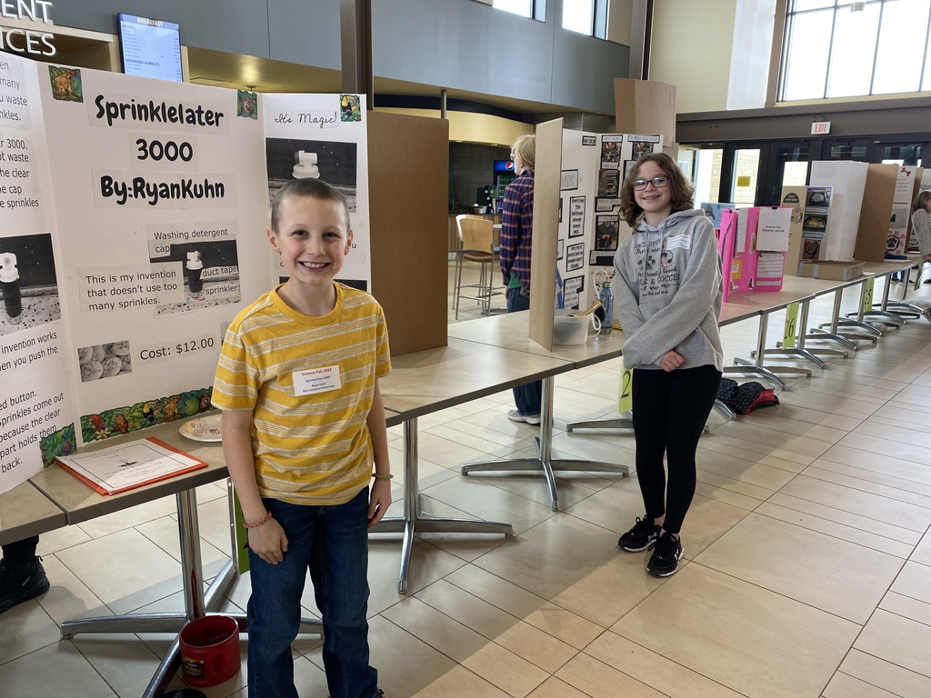 16 fourth graders are attending the Science Fair today in Calmar!  They will be showing their inventions.  Exciting day for them!
