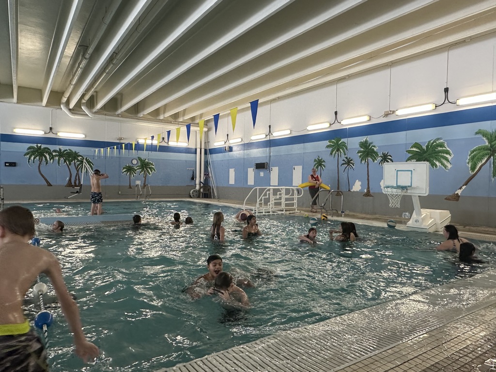 5th graders enjoying their TRIBE reward party swimming at the Cresco fitness center. 