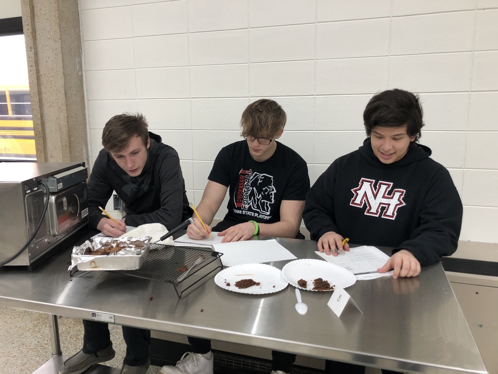 Have you ever wondered if you changed one ingredient; would your dessert turn out? Baking II Class found out! They did a lab where they substituted margarine for butter, wheat flour for white flour, brown sugar for white sugar, and cocoa powder instead of chocolate. Then they recorded their results after taste-testing each variation. The first small pan of brownies was the regular recipe, so they could compare. 
