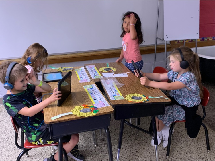 The students were finishing their chrysanthemum flowers after reading the story. After they were happy with their own unique flower, they got to navigate through lexia for the first time in first grade!