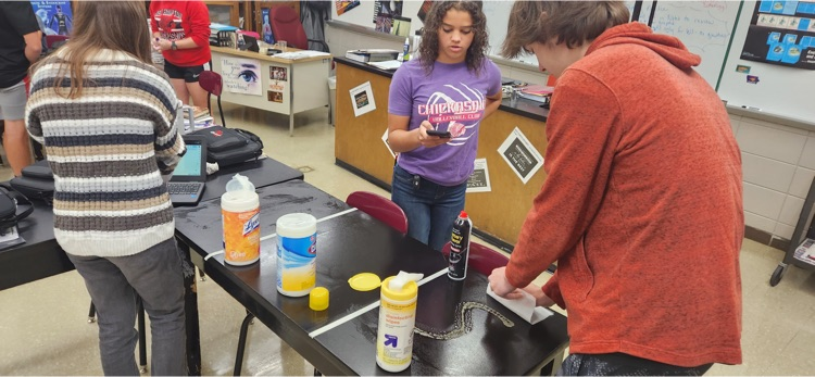 Physical Science students test out their experimental procedure in their Consumer Testing PBL unit