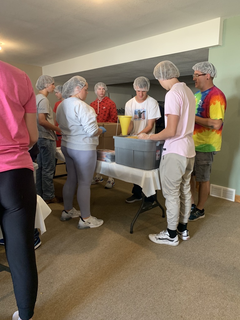 A group of FFA Members helped pack meals for Meals from the Heartland at Homeland Energy Solutions. In the hour that they were there, the students made over 5,000 meals. They were able to package over 16,000 meals in total yesterday. This is something they look at potentially doing again next year.
