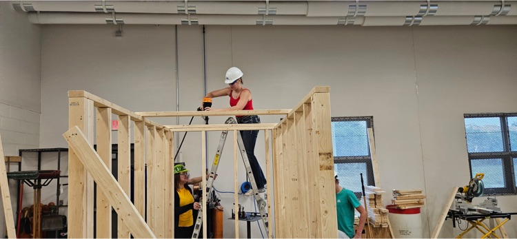 The building trades students are making great progress on the construction of the sheds.