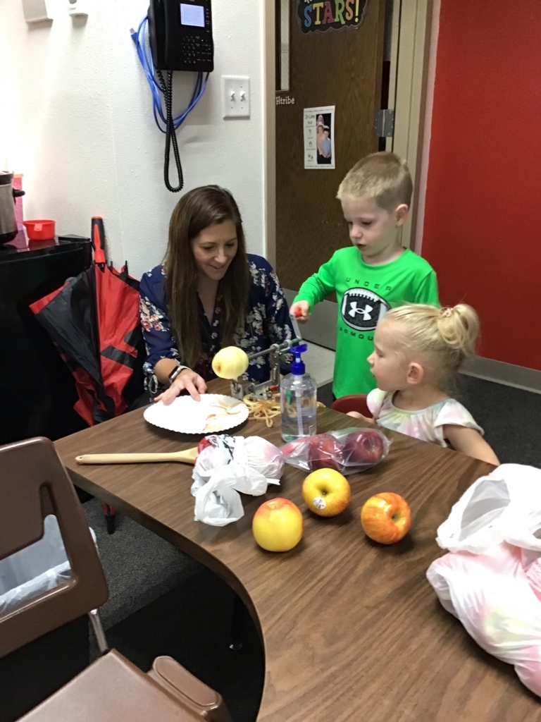During September, Mrs. Sanford's preschool class learned all about apples. They did many fun activities, including making their own applesauce, creating apple stampings, and reading lots of apple books together!